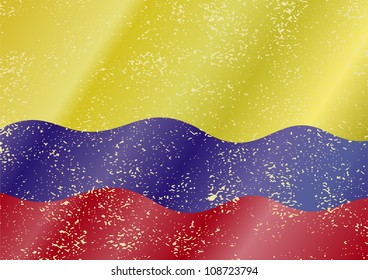 Colombian grunge flag. Grunge effect can be cleaned easily.