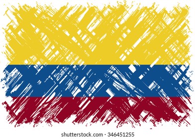 Colombian grunge flag. Vector illustration. Grunge effect can be cleaned easily.