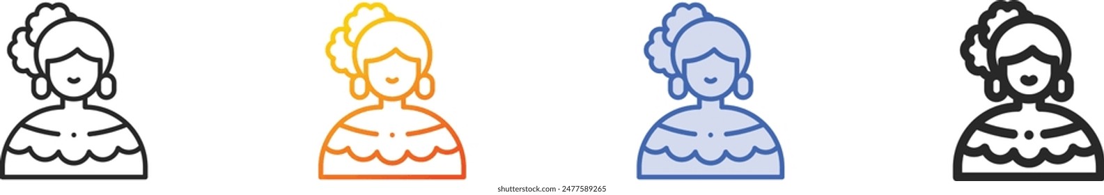 colombian icon.Thin Linear, Gradient, Blue Stroke and bold Style Design Isolated On White Background