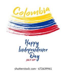 Colombian Independence Day greetings vector illustration for banners, backgrounds. Creative colombian national day poster. Feliz dia columbia 