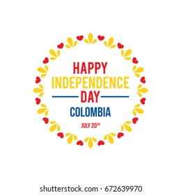 Colombian Independence Day greetings vector illustration for banners, backgrounds. Creative colombian national day poster. Feliz dia columbia 