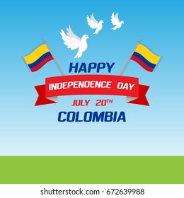 Colombian Independence Day greetings vector illustration for banners, backgrounds. Creative colombian national day poster. Feliz dia columbia 