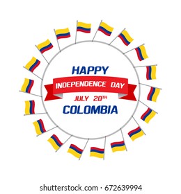 Colombian Independence Day greetings vector illustration for banners, backgrounds. Creative colombian national day poster. Feliz dia columbia 