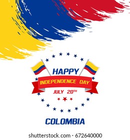 Colombian Independence Day greetings vector illustration for banners, backgrounds. Creative colombian national day poster. Feliz dia columbia 