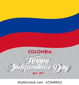 Colombian Independence Day greetings vector illustration for banners, backgrounds. Creative colombian national day poster. Feliz dia columbia 