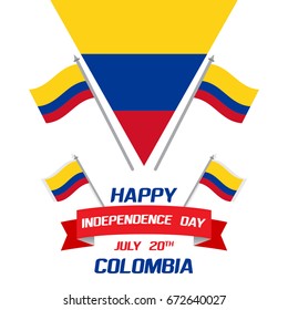 Colombian Independence Day greetings vector illustration for banners, backgrounds. Creative colombian national day poster. Feliz dia columbia 