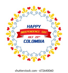 Colombian Independence Day greetings vector illustration for banners, backgrounds. Creative colombian national day poster. Feliz dia columbia 