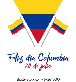 Colombian Independence Day greetings vector illustration for banners, backgrounds. Creative colombian national day poster. Feliz dia columbia 