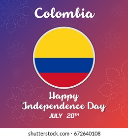 Colombian Independence Day greetings vector illustration for banners, backgrounds. Creative colombian national day poster. Feliz dia columbia 