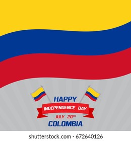 Colombian Independence Day greetings vector illustration for banners, backgrounds. Creative colombian national day poster. Feliz dia columbia 