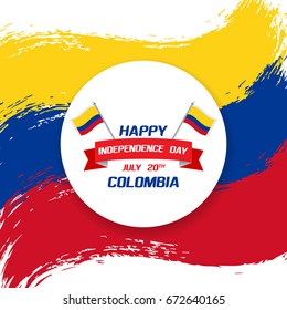 Colombian Independence Day greetings vector illustration for banners, backgrounds. Creative colombian national day poster. Feliz dia columbia 