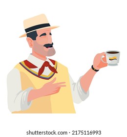 colombian man design with coffee cup