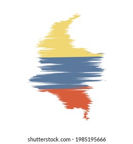 colombian map with flag painted
