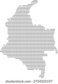 Colombian map formed by numerous gray squares. Shows country outline and internal divisions using dot pattern. Vector graphic on transparent checkered background for design.