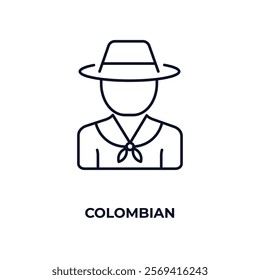 colombian outline icon. Linear vector from people concept. Thin line colombian icon isolated on white background