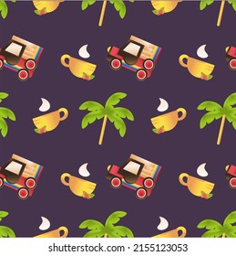 Colombian pattern Coffee cup Yipao Wax palm Vector illustration