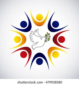 colombian peace dove with olive branch vector illustration design