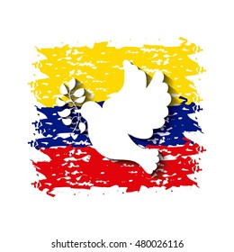 colombian peace dove with olive branch vector illustration design