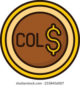 Colombian Peso Filled Style Icon Design