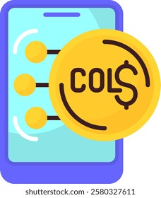 Colombian Peso Flat Style Icon Design