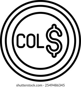 Colombian Peso Note Outline Style Icon Design