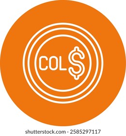 Colombian Peso Outline Circle Style Icon Design