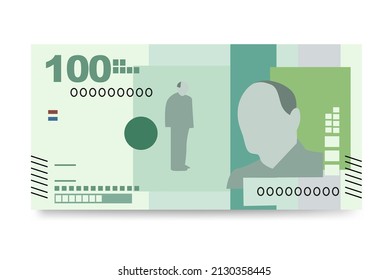 Colombian Peso Vector Illustration. Colombia, Venezuela money set bundle banknotes. Paper money 100 COP. Flat style. Isolated on white background. Simple minimal design.