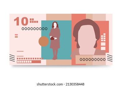 Colombian Peso Vector Illustration. Colombia, Venezuela money set bundle banknotes. Paper money 10 COP. Flat style. Isolated on white background. Simple minimal design.