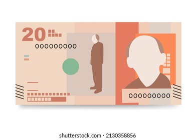 Colombian Peso Vector Illustration. Colombia, Venezuela money set bundle banknotes. Paper money 20 COP. Flat style. Isolated on white background. Simple minimal design.