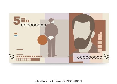 Colombian Peso Vector Illustration. Colombia, Venezuela money set bundle banknotes. Paper money 5 COP. Flat style. Isolated on white background. Simple minimal design.