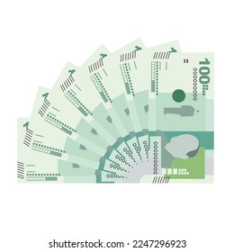 Colombian Peso Vector Illustration. Colombia, Venezuela money set bundle banknotes. Paper money 100 COP. Flat style. Isolated on white background. Simple minimal design.