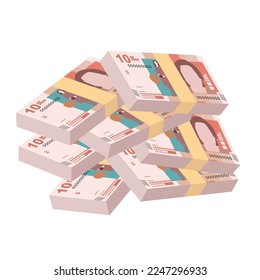Colombian Peso Vector Illustration. Colombia, Venezuela money set bundle banknotes. Paper money 10 COP. Flat style. Isolated on white background. Simple minimal design.