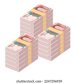 Colombian Peso Vector Illustration. Colombia, Venezuela money set bundle banknotes. Paper money 10 COP. Flat style. Isolated on white background. Simple minimal design.