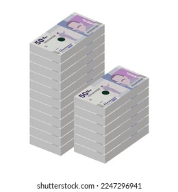 Colombian Peso Vector Illustration. Colombia, Venezuela money set bundle banknotes. Paper money 50 COP. Flat style. Isolated on white background. Simple minimal design.
