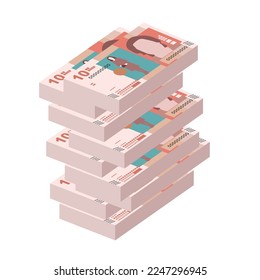 Colombian Peso Vector Illustration. Colombia, Venezuela money set bundle banknotes. Paper money 10 COP. Flat style. Isolated on white background. Simple minimal design.