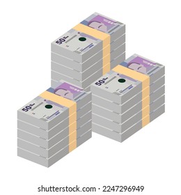Colombian Peso Vector Illustration. Colombia, Venezuela money set bundle banknotes. Paper money 50 COP. Flat style. Isolated on white background. Simple minimal design.