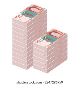 Colombian Peso Vector Illustration. Colombia, Venezuela money set bundle banknotes. Paper money 10 COP. Flat style. Isolated on white background. Simple minimal design.