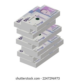 Colombian Peso Vector Illustration. Colombia, Venezuela money set bundle banknotes. Paper money 50 COP. Flat style. Isolated on white background. Simple minimal design.