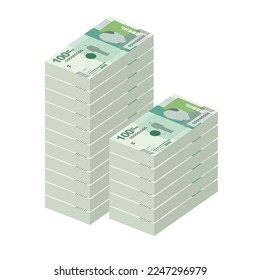 Colombian Peso Vector Illustration. Colombia, Venezuela money set bundle banknotes. Paper money 100 COP. Flat style. Isolated on white background. Simple minimal design.