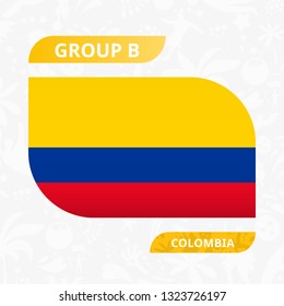 Colombian team flag, made in football competition style. Vector illustration.