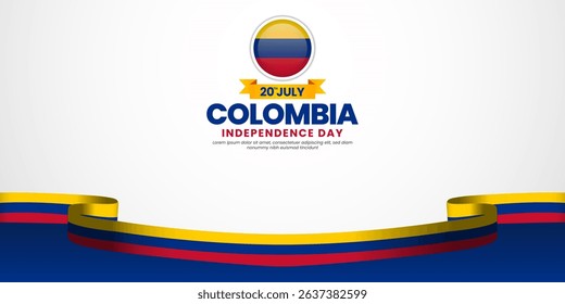 Colombian waving ribbon flag for colombia Independence day banner design