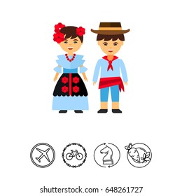 Colombians in national dress icon