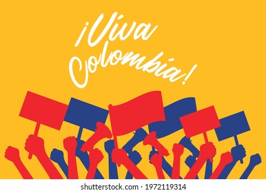 colombians protesting hands in flag