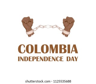 Colombia's independence day. July 20. National Patriotic holiday of liberation in Latin America. Hand drawing hatching. Background with Colombian tricolor. Vector image.