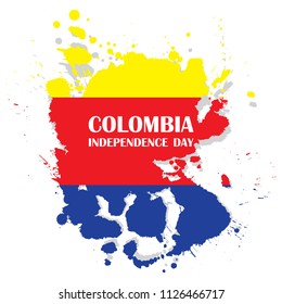 Colombia's independence day. July 20. National Patriotic holiday of liberation in Latin America. Hand drawing hatching. Background with Colombian tricolor. Vector image.