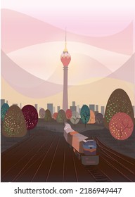 Colombo city illustration. vector.beautiful city art.background. landscape.nature.lotus tower.wallpaper.