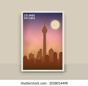 Colombo flat sunset vector illustration