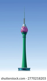 Colombo Lotus Tower isolated on white background. Vector illustration