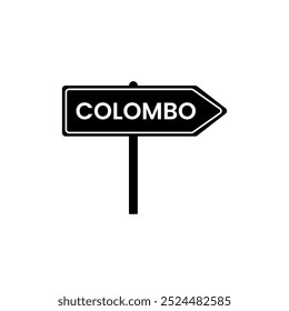 Sinal da estrada de Colombo. Nome da cidade na ilustração de vetor de projeto de placa de sinais de trânsito rodoviário preto.