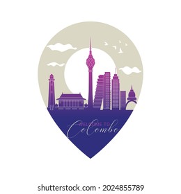 Colombo, Sri Lanka, Location pin,  location icon, Vector Illustration,  Business travel and tourism concept with modern buildings. Image for presentation, banner, placard and web site.
